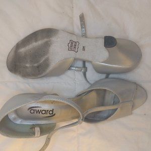 Silver T-Strap Open Toe Ballroom Dance Shoes 9M